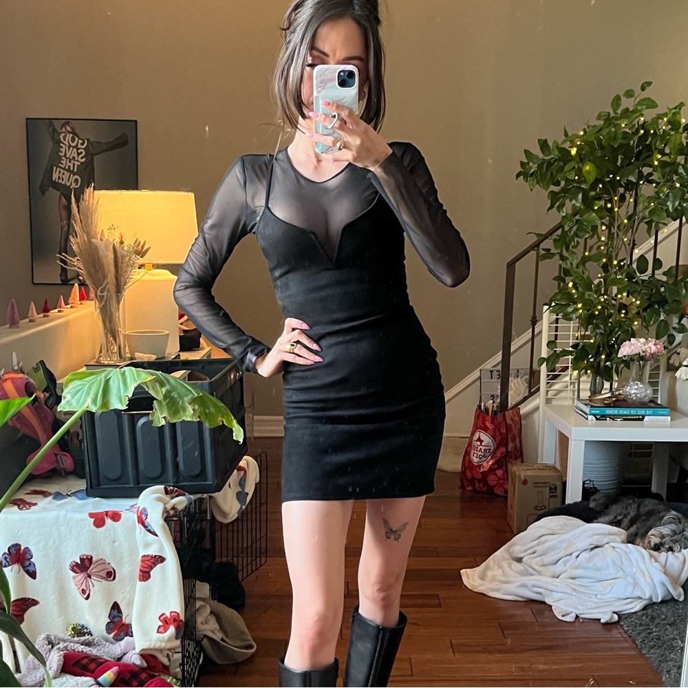 Saint Genies Black Faux Suede Dress